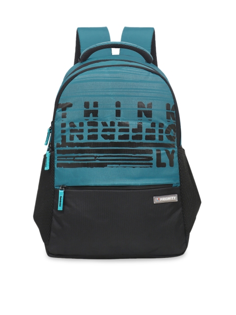Priority Unisex Black & Blue Graphic Backpack