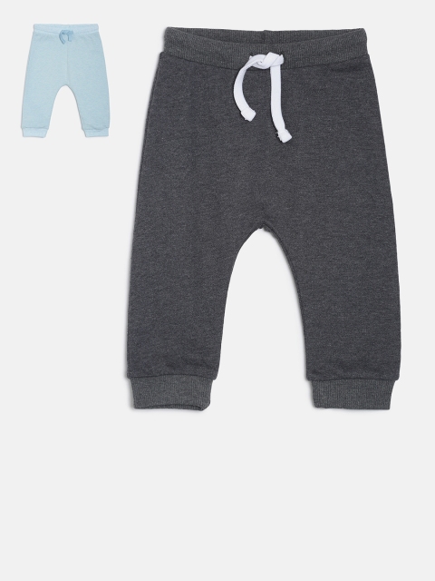 MINI KLUB Boys Pack Of 2 Grey & Blue Solid Joggers