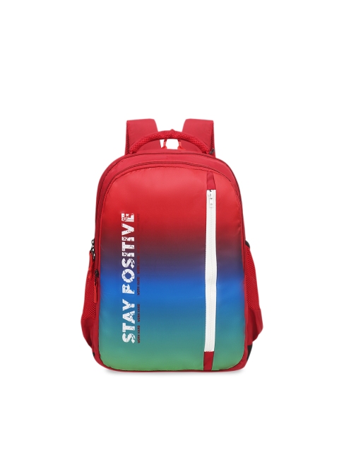 Priority Unisex Red & Blue Typography Backpack