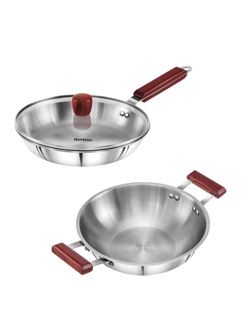 Hawkins Silver & Red Triply 3mm Stainless Steel Frying Pan With Lid & Kadhai Cookware Set
Hawkins Silver & Red Triply 3mm Stainless Steel Frying Pan With Lid & Kadhai Cookware Set