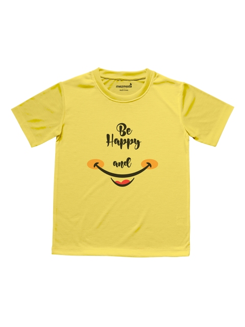 mezmoda Boys Yellow Printed Round Neck T-shirt