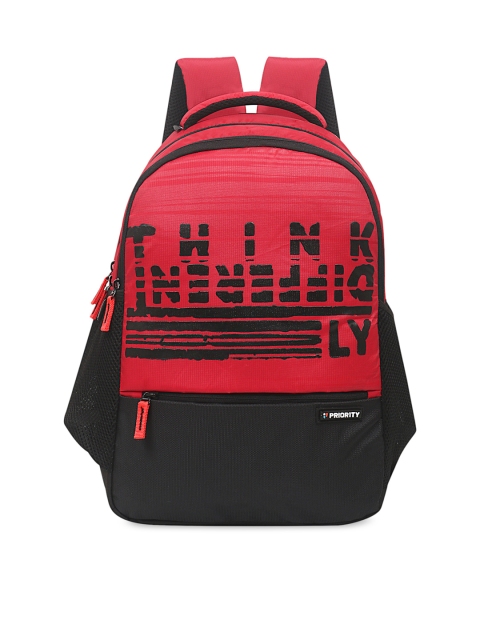 Priority Unisex Red & Black Backpack