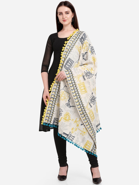 Mesmora Women Off-White & Yellow Embroidered Stole
Mesmora Women Off-White & Yellow Embroidered Stole