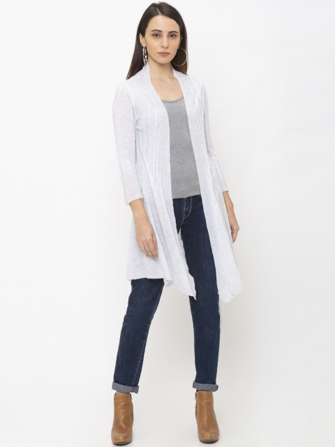 Globus Women White Solid Open Front Shrug