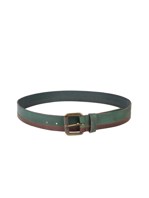 Paradigm Design Lab Men Green & Brown Colourblocked Leather Belt