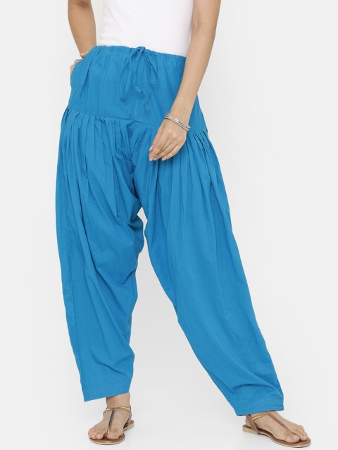 De Moza Women Blue Solid Loose-Fit Patiala