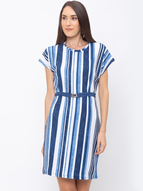 Globus Women Blue & White Striped Sheath Dress