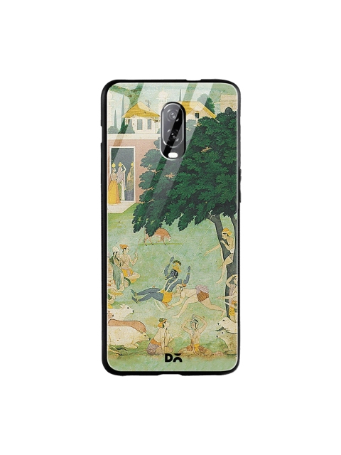 DailyObjects Green & Beige Krishan Swing Friends OnePlus 6T Glass Cover