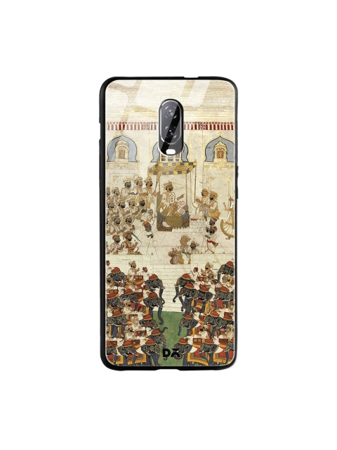DailyObjects Beige & Red Royal Decree OnePlus 6T Glass Mobile Case