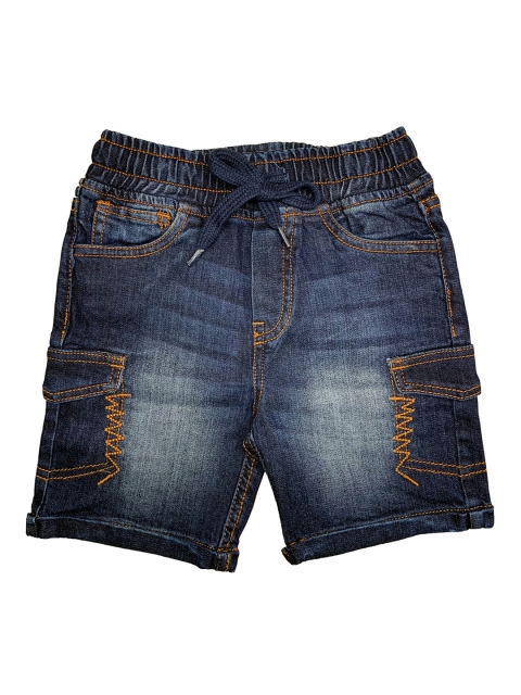 KiddoPanti Boys Blue Washed Regular Fit Denim Shorts