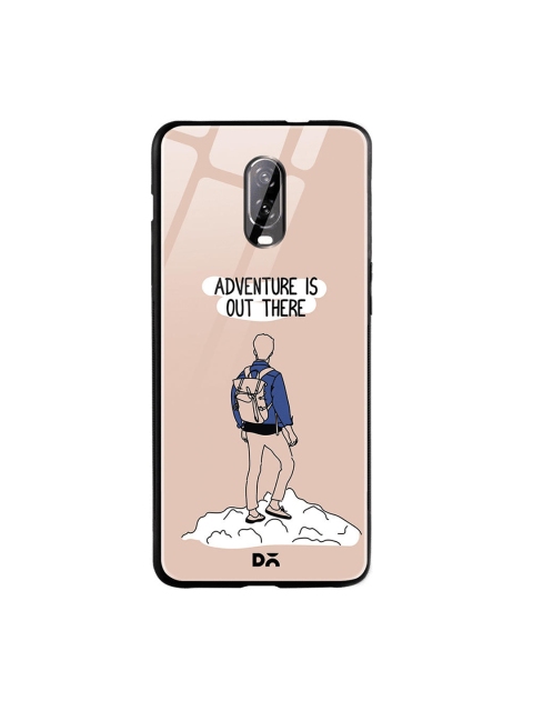 DailyObjects Pink & White Adventure Out OnePlus 6T Glass Case