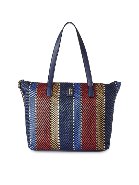 Global Desi Maroon & Navy Blue Textured Shoulder Bag