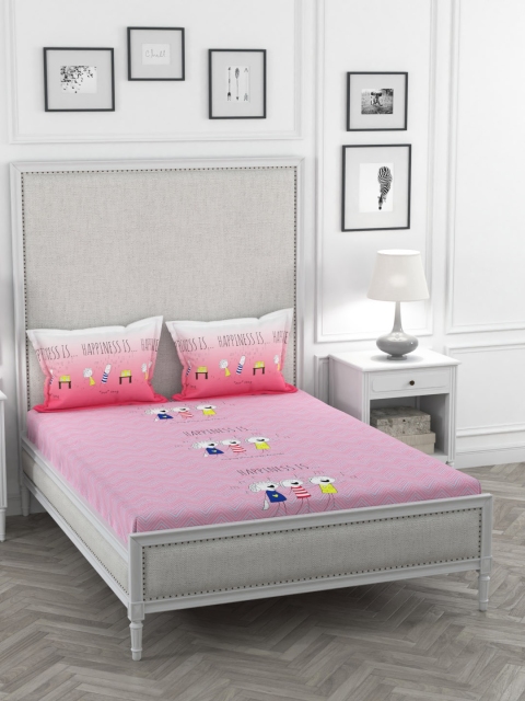 STELLAR HOME Pink & White Conversational 144 TC Cotton 1 Queen Bedsheet with 2 Pillow Covers
STELLAR HOME Pink & White Conversational 144 TC Cotton 1 Queen Bedsheet with 2 Pillow Covers