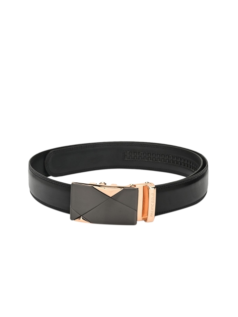 Pacific Gold Men Black Solid Leather Belt
