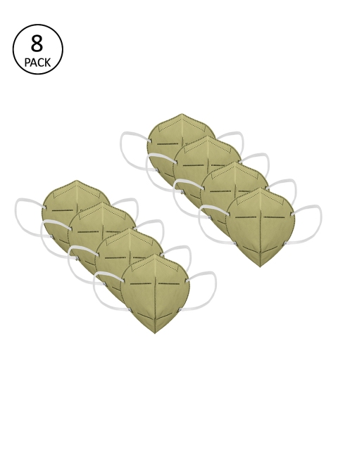 Status Unisex Olive Green 8 Pcs 4-Ply Certified Anti Pollution N95 Masks