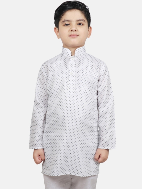 SG YUVRAJ Boys White Printed Straight Kurta