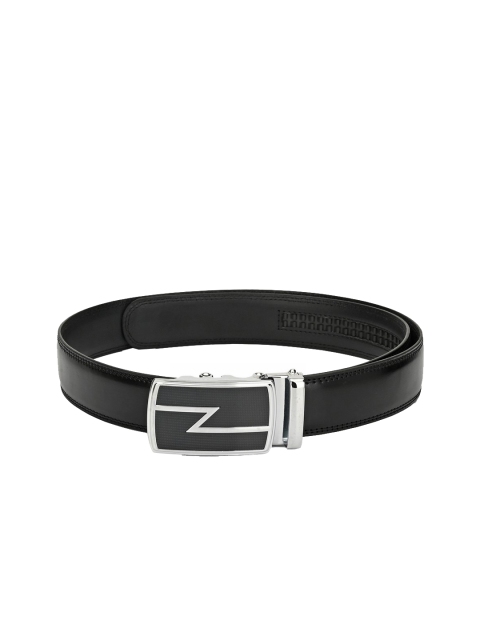 Pacific Gold Men Black Solid Genuine Leather Belt
