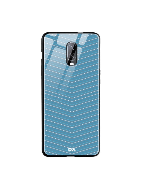 DailyObjects Blue & White Blueberry Broken Twills OnePlus 6T Glass Case