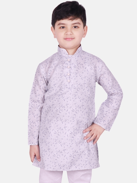 SG YUVRAJ Boys Lavender & Navy Blue Printed Straight Kurta
