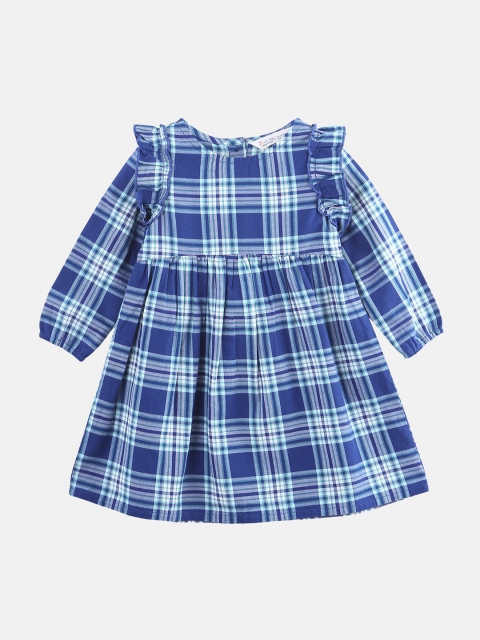 Beebay Girls Blue Checked A-Line Dress