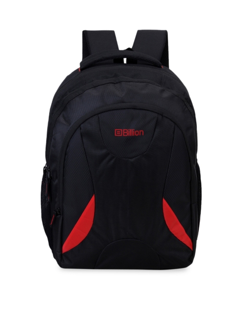 Billion Unisex Black & Red Textured Backpack