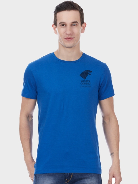 Free Authority Men Blue Game Of Thrones Printed Round Neck T-Shirt