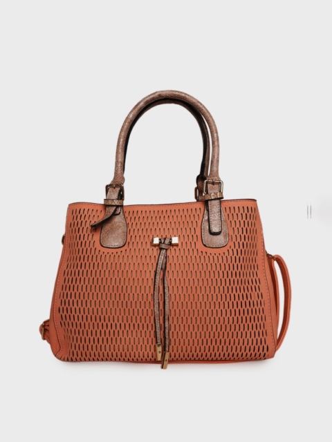 DIVA WALK Orange & Brown Textured Shoulder Bag