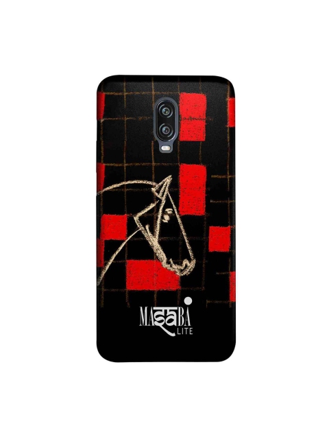 macmerise Black & Red Masaba Checkered Horse Sublime Printed OnePlus 6T Back Cover