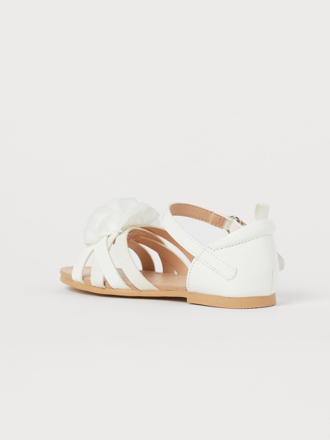 H&M Girls White Glittery Sandals with Applique