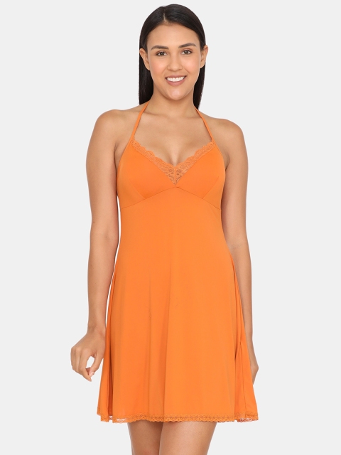 Zivame Orange Solid Baby Doll
