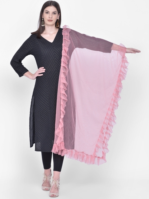 Dupatta Bazaar Pink Solid Dupatta