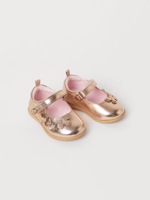 H&M Girls Rose Gold-Toned Shimmering Ballet Pumps
