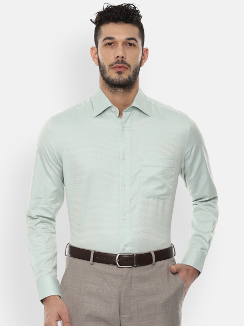Louis Philippe Men Green Regular Fit Self Design Formal Shirt
