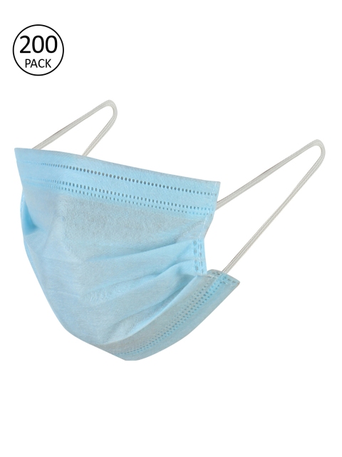 LONDON FASHION hob Unisex Pack Of 200 Pcs Blue Solid 4-Ply Protective Surgical Masks