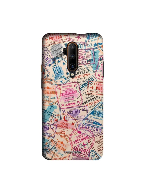 macmerise Beige & Blue Immigration Stamps Sublime OnePlus 7T Pro Back Case