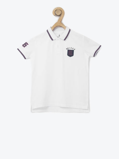 Red Tape Boys White Solid Polo Collar T-shirt