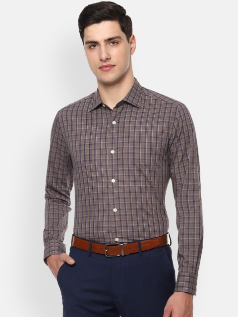 Louis Philippe Men Brown Classic Regular Fit Checked Formal Shirt