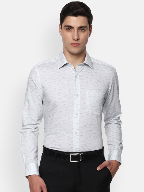 Louis Philippe Men Grey Classic Regular Fit Printed Formal Shirt
