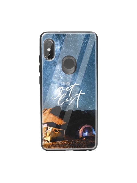 Bewakoof Blue & Black Lets Get Lost Space Xiaomi Redmi Note 5 Pro Glass Mobile Cover