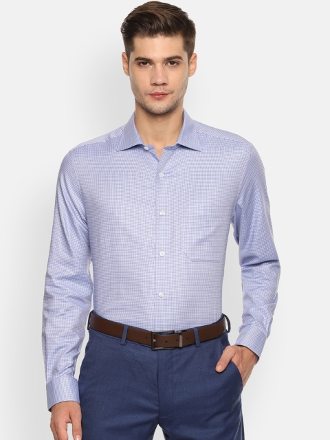 Louis Philippe Men Blue Regular Fit Self Design Formal Shirt