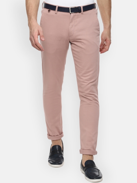 Louis Philippe Sport Men Pink Slim Fit Self Design Regular Trousers