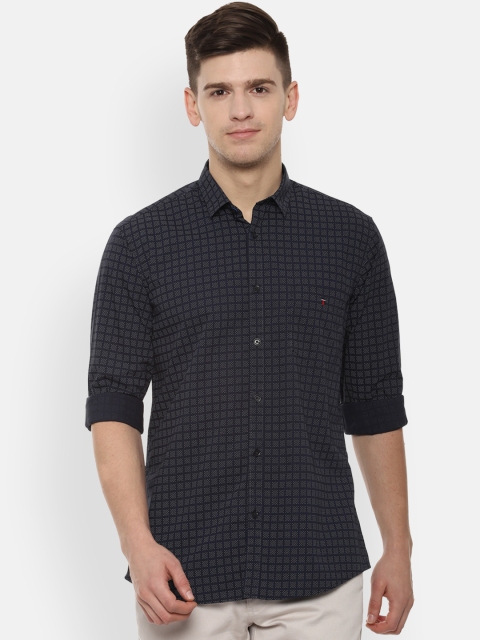 Louis Philippe Sport Men Navy Blue & White Slim Fit Printed Casual Shirt