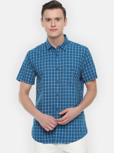 Louis Philippe Sport Men Blue Regular Fit Checked Casual Shirt