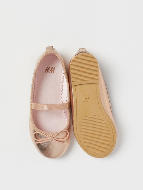 H&M Girls Gold-Toned Solid Ballet Pumps
