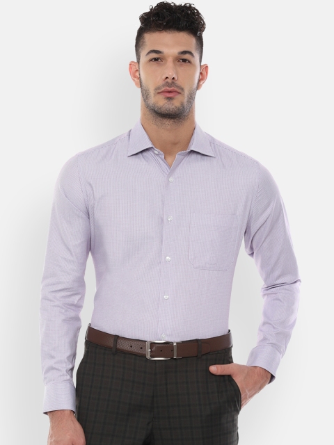 Louis Philippe Men Purple Regular Fit Self Design Formal Shirt