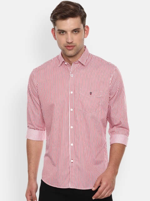 Louis Philippe Sport Men Red Slim Fit Striped Casual Shirt