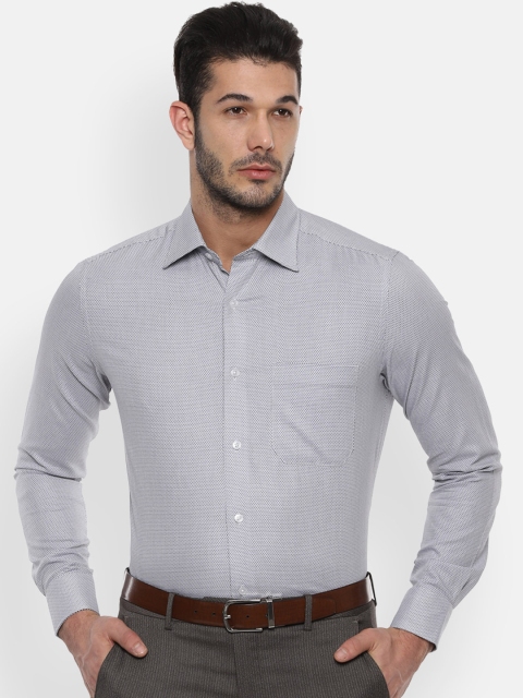 Louis Philippe Men Grey Regular Fit Self Design Formal Shirt