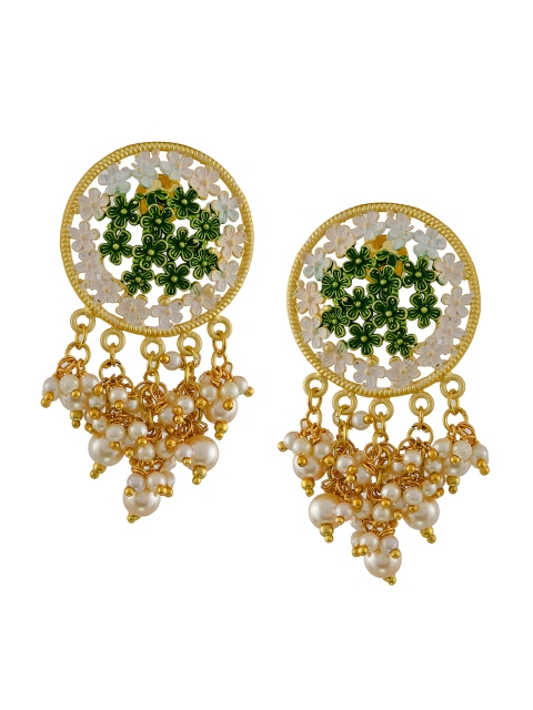 Silvermerc Designs Green Gold-Plated Beaded Handcrafted Enamelled Circular Drop Earrings
Silvermerc Designs Green Gold-Plated Beaded Handcrafted Enamelled Circular Drop Earrings