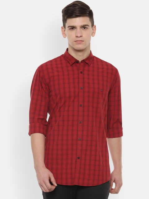 Louis Philippe Sport Men Red Slim Fit Checked Casual Shirt