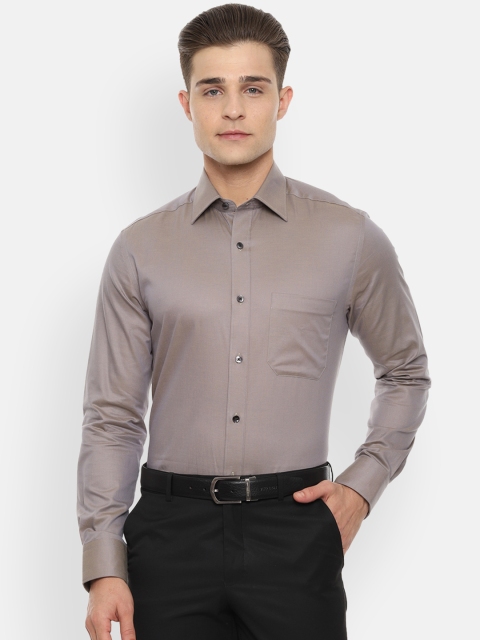 Louis Philippe Men Brown Classic Slim Fit Solid Formal Shirt
